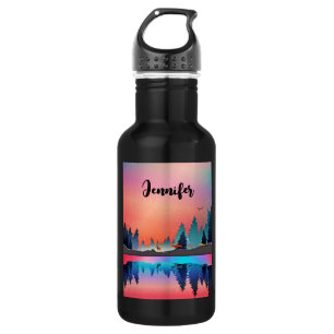 Scenic Winter Lake with Deer 532 Ml Water Bottle