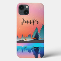 Scenic Winter Lake with Deer