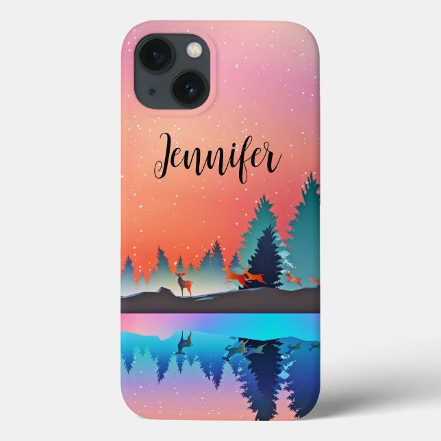  Scenic Winter Lake with Deer Case-Mate iPhone Case (Back)