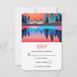 Scenic Winter Lake with Deer Christmas RSVP Card