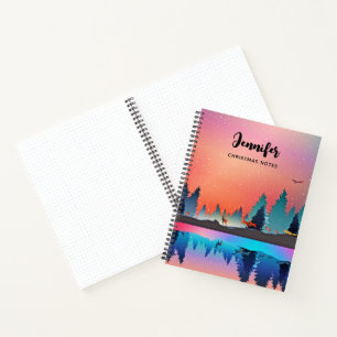 Scenic Winter Lake with Deer Notebook