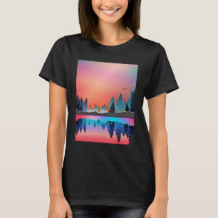 Scenic Winter Lake with Deer T-Shirt
