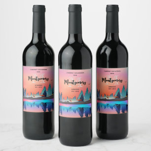 Scenic Winter Lake with Deer Wine Making Wine Label