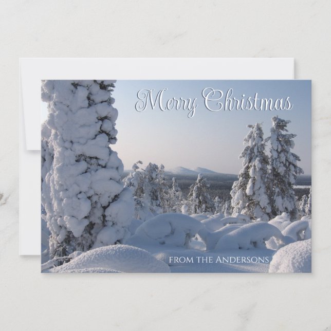 Scenic Winter Landscape Merry Christmas Holiday Card (Front)