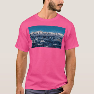 Scenic Winter Olympic Mountains (Poly Art) Long T-Shirt