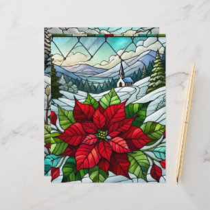 Scenic Winter Poinsettia Stained Glass Scrapbook