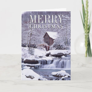 Scenic Winter View of Glad Creek Grist Mill Holiday Card