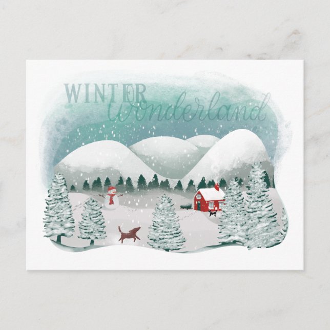 Scenic Winter Wonderland Holiday Postcard (Front)