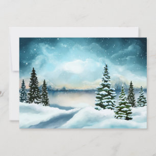 Scenic Winter Wonderland Watercolor Painting Holiday Card