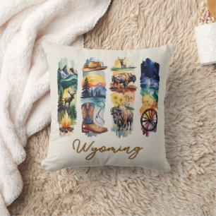 Scenic Wyoming Brushstrokes Art Cushion