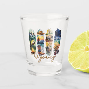 Scenic Wyoming Brushstrokes Shot Glass