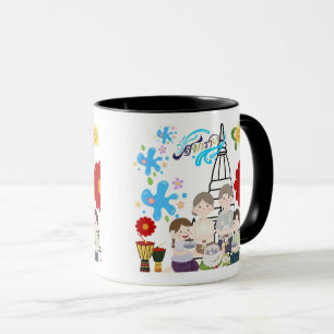 Scented flower splash black & white mug