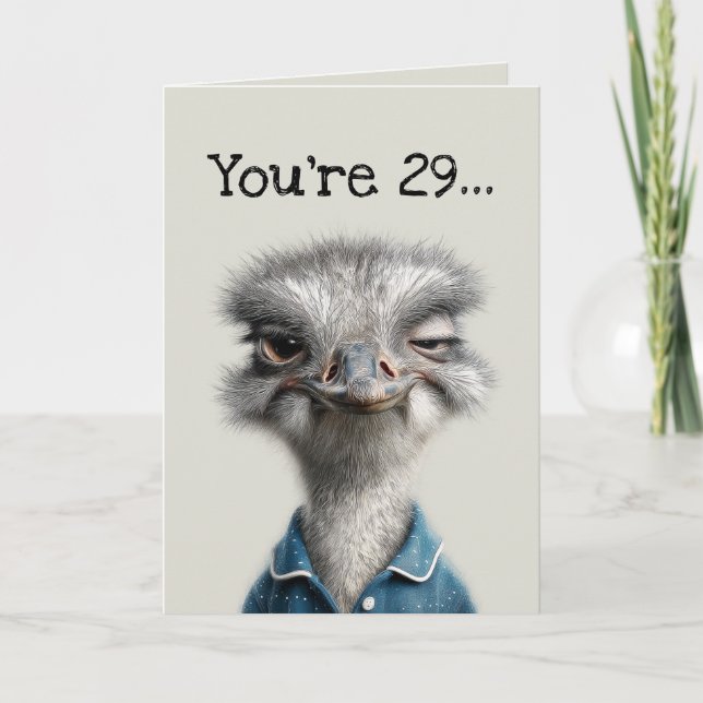 Sceptical Ostrich Birthday Card (Front)