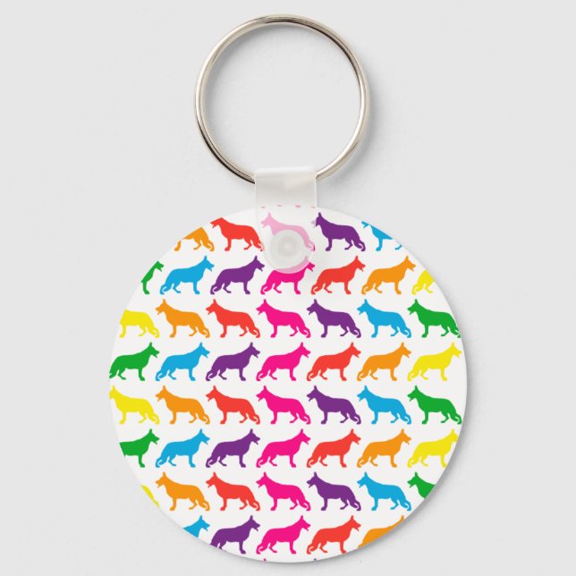 Schäferhunde Regenbogen Key Ring (Front)