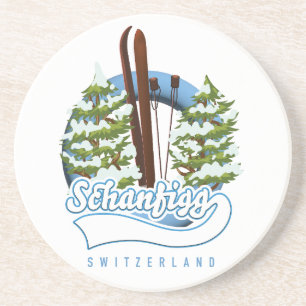 Schanfigg Switzerland ski poster Coaster