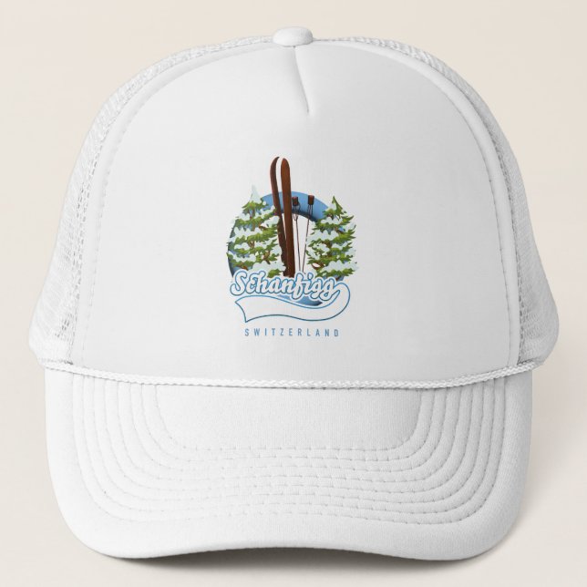 Schanfigg Switzerland ski poster Trucker Hat (Front)