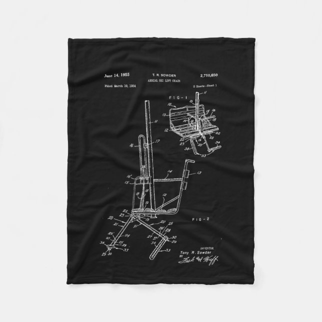 Schematic Of Ski Lift Chair  Fleece Blanket (Front)
