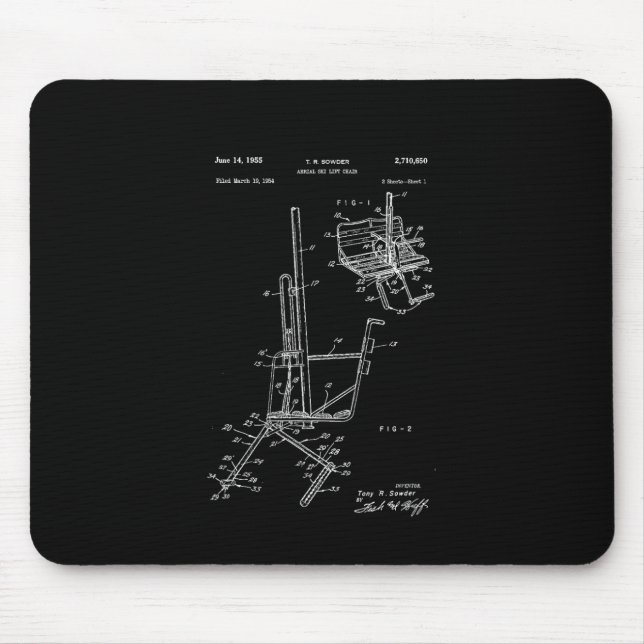 Schematic Of Ski Lift Chair  Mouse Mat (Front)