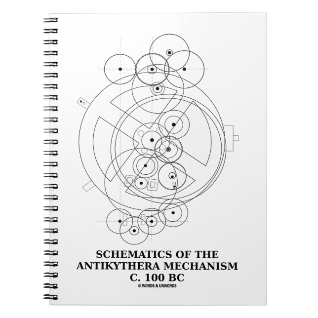 Schematics Of The Antikythera Mechanism (Diagram) Notebook (Front)