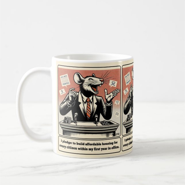 Scheming Tails: The Conniving Rat Politician  Coffee Mug (Left)