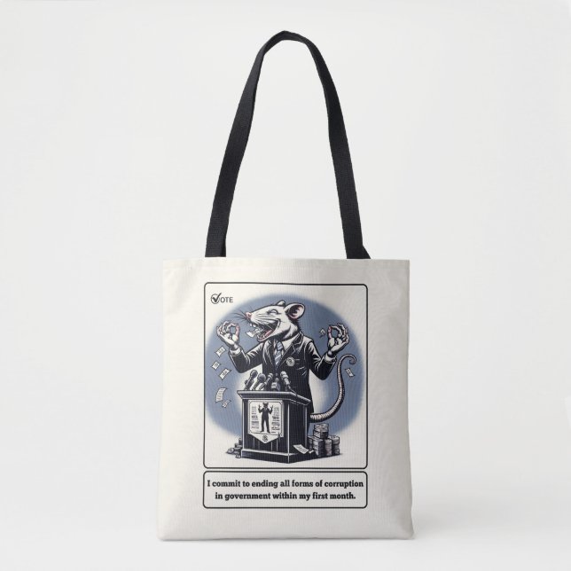 Scheming Tails: The Conniving Rat Politician  Tote Bag (Front)