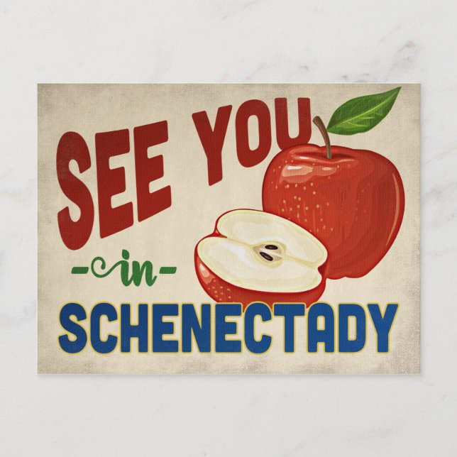 Schenectady New York Apple - Vintage Travel Postcard (Front)