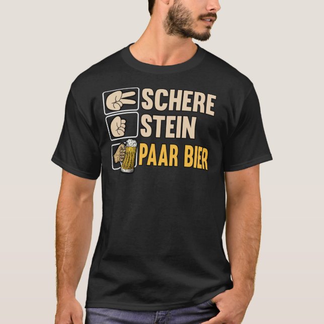 Schere Stein Paar Bier Pils Saufen Geschenkidee Es T-Shirt (Front)