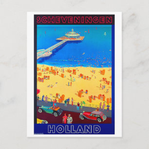 Scheveningen beach, Holland, vintage travel Postcard