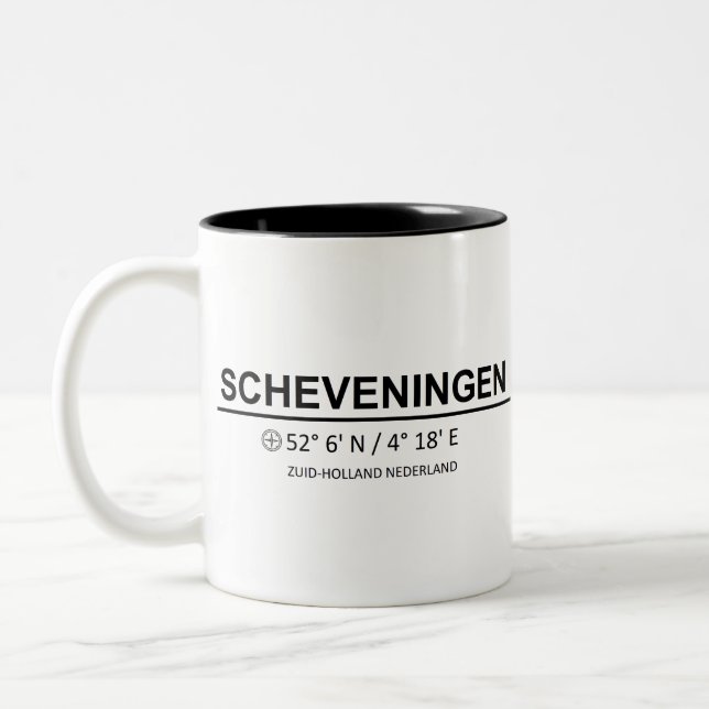 Scheveningen Coordinaten - Scheveningen Coordinate Two-Tone Coffee Mug (Left)