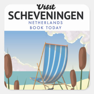 Scheveningen Netherlands beach poster Square Sticker