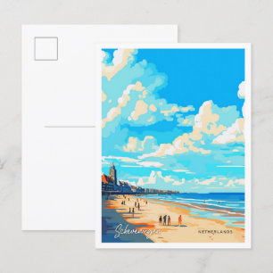 Scheveningen Netherlands Travel Illustration Postcard