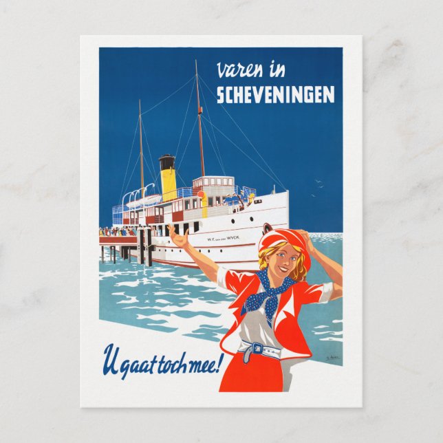 Scheveningen Netherlands Vintage Travel Poster Postcard (Front)