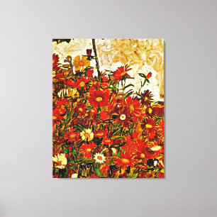 Schiele - Field of Flowers, fine art Canvas Print