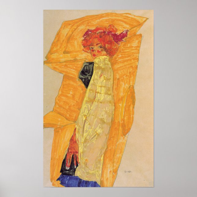 Schiele - Gerti In Front Of Ochre Drapery 1910 Poster (Front)
