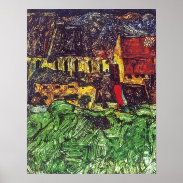 Schiele - Krumau (St Veit Church With Houses) 1912 Poster (Front)