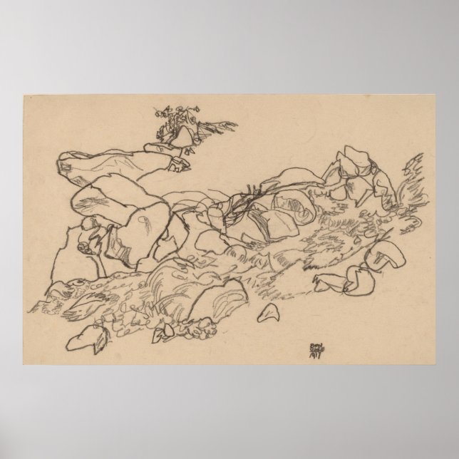 Schiele - Mountain Stream 1917 Poster (Front)