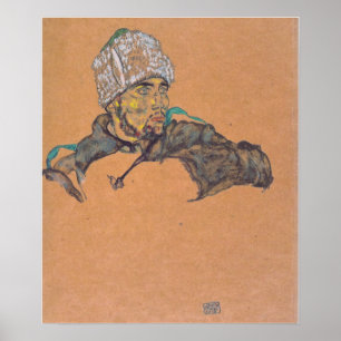 Schiele - Russian Prisoner Of War With Fur Hat 19… Poster