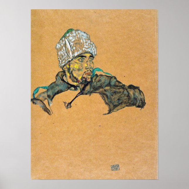 Schiele - Russian Prisoner Of War With Fur Hat Poster (Front)