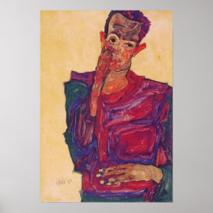 Schiele - Self-Portrait With Lowered Eyelid Poster