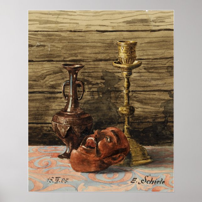 Schiele - Still Life With Candlestick Vase And Ma… Poster (Front)