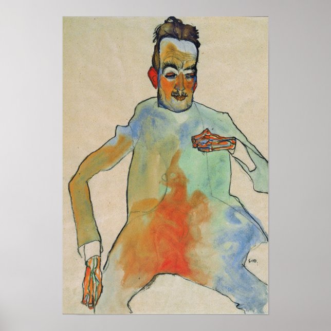 Schiele - The Cello Player 1910 Poster (Front)