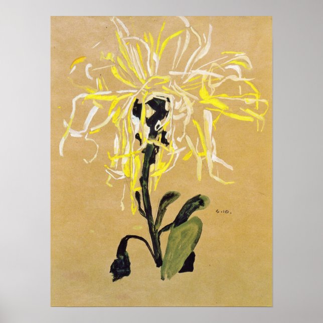 Schiele - Yellow Chrysanthemum 1910 Poster (Front)