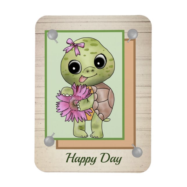 Schildkröte mit Blume Magnet (Vertical)