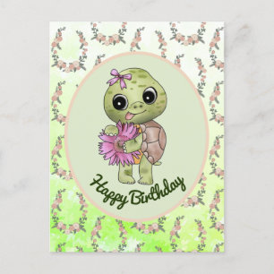 Schildkröte mit Blume  Postcard