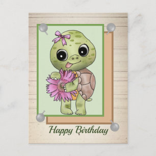 Schildkröte mit Blume Postcard