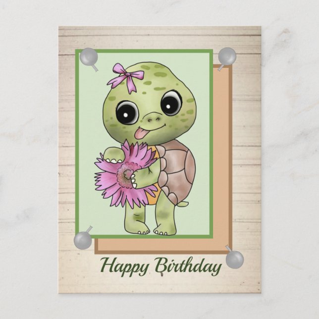Schildkröte mit Blume Postcard (Front)