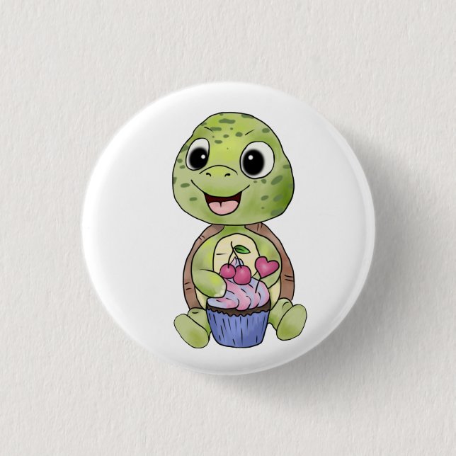 Schildkröte mit Muffin  3 Cm Round Badge (Front)