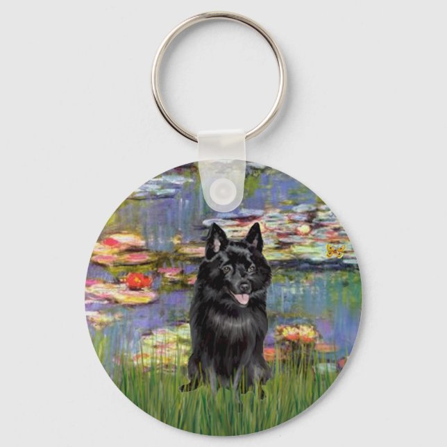 Schipperke 4 - Lilies 2 Key Ring (Front)