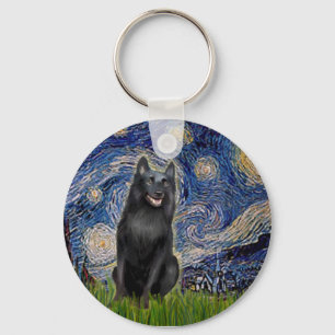 Schipperke 5 - Starry Night Key Ring