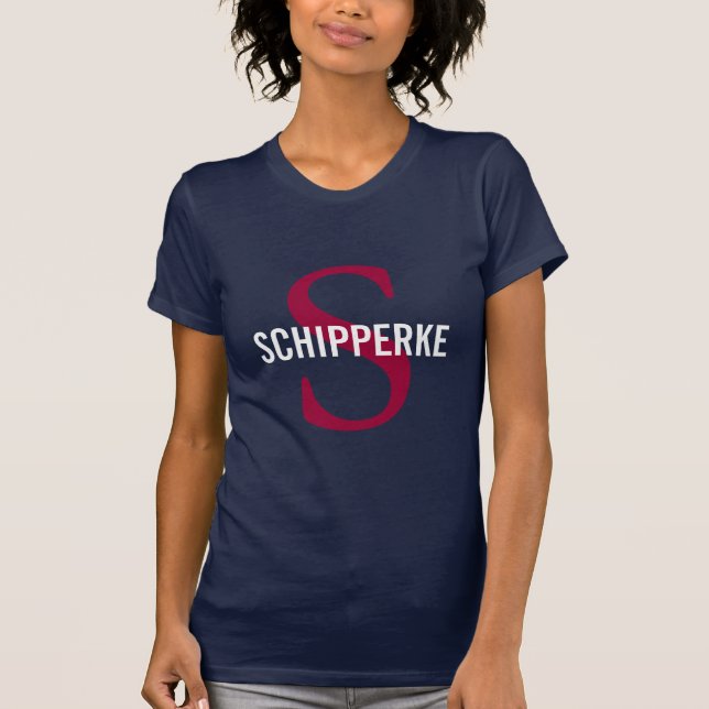Schipperke Breed Monogram Design T-Shirt (Front)